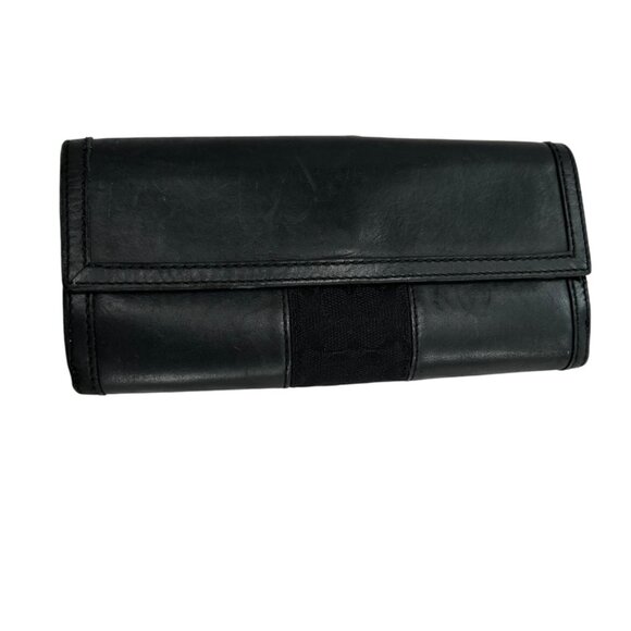 coach leather C logo tri fold checkbook wallet dollar bill checkbook size - Picture 3 of 8